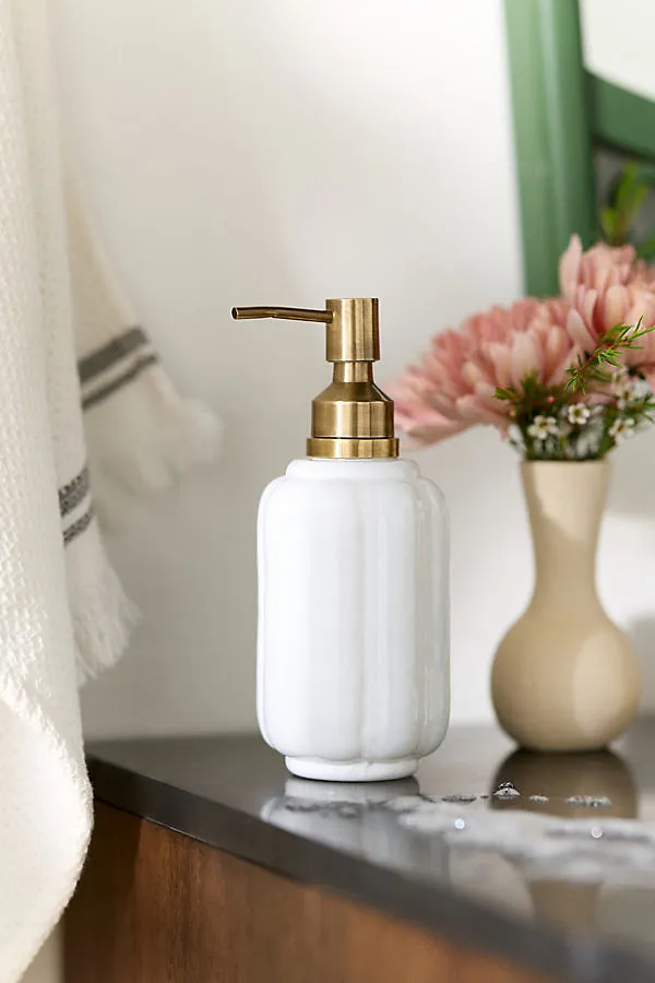 Eloise Scallop Glass Soap Pump - White, Glass by Anthropologie