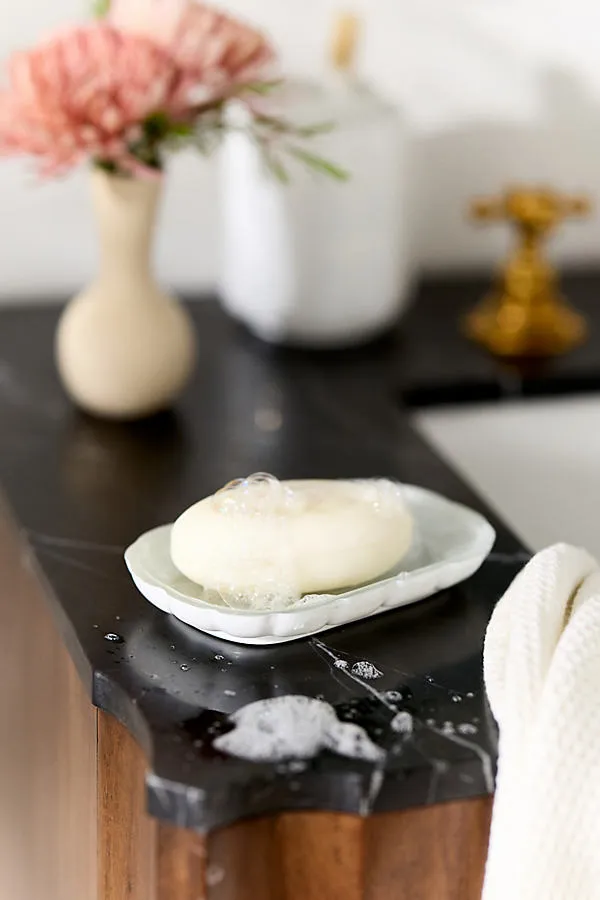 Eloise Scallop Soap Dish - White, Glass by Anthropologie