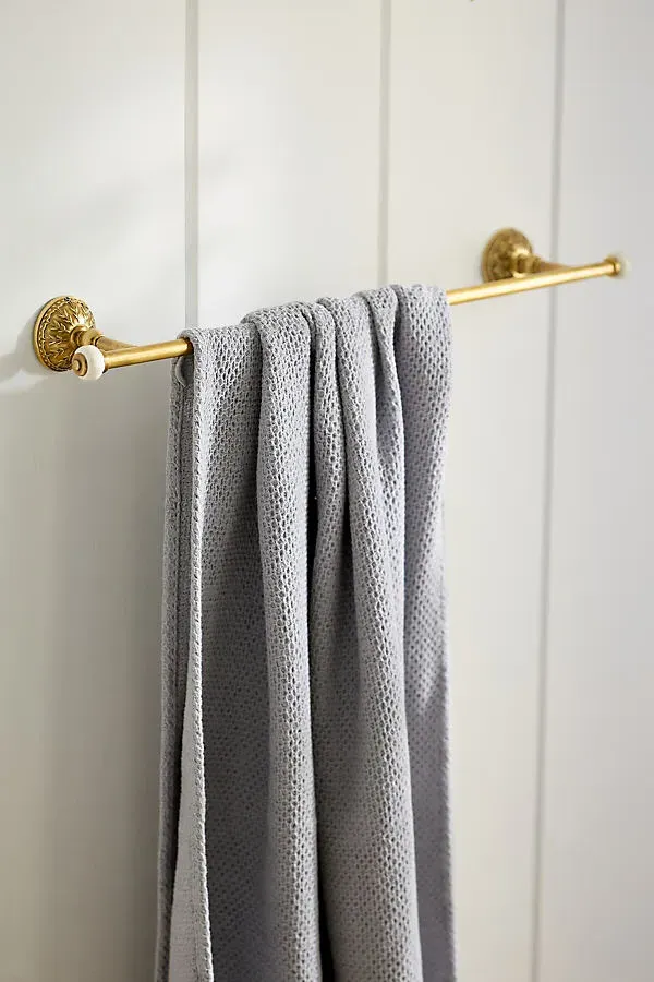 Eloise Towel Bar - White, Brass by Anthropologie