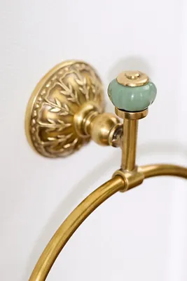 Eloise Towel Ring - Green, Brass by Anthropologie, image 2