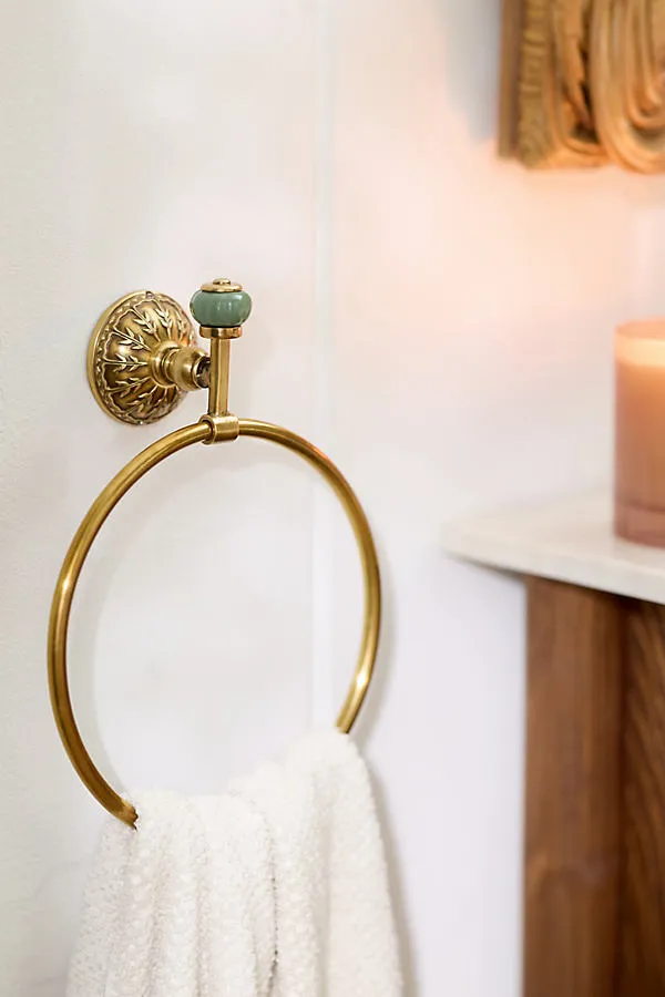 Eloise Towel Ring - Green, Brass by Anthropologie