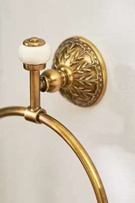 Eloise Towel Ring - White, Brass by Anthropologie, alternate view