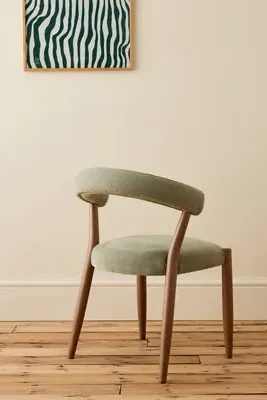 Elsa Chenille Weave Dining Chair - Green, Beech Wood product