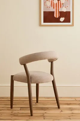 Elsa Weave-Upholstered Dining Chair - Beige, Beech Wood product
