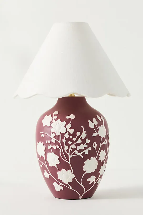 Ember Carved Ceramic Scallop Shade Table Lamp by Anthropologie