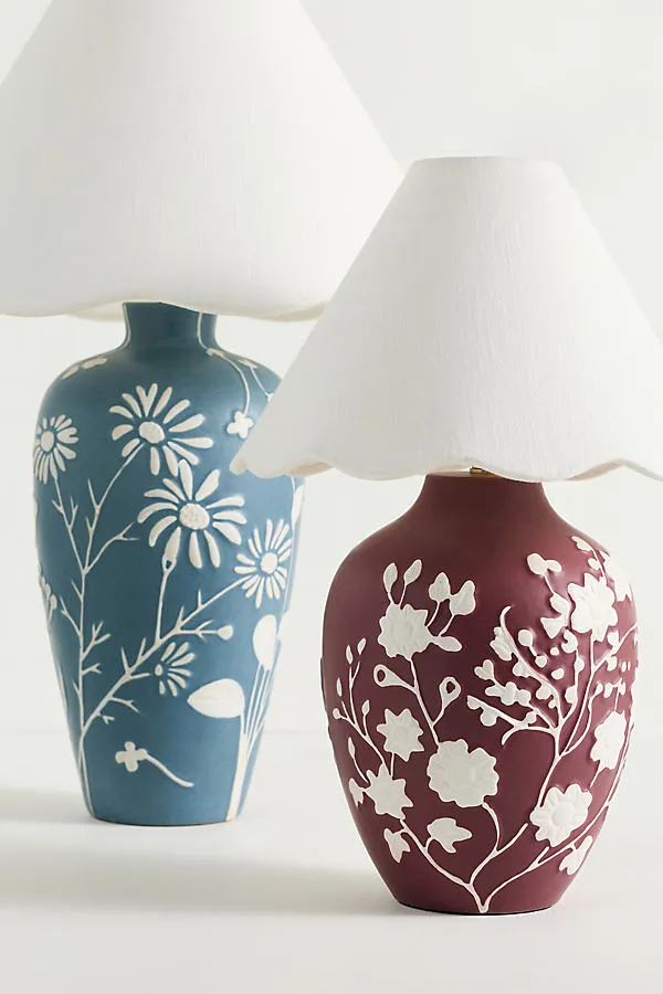 Ember Carved Scallop Shade Table Lamp - Red, Ceramic by Anthropologie