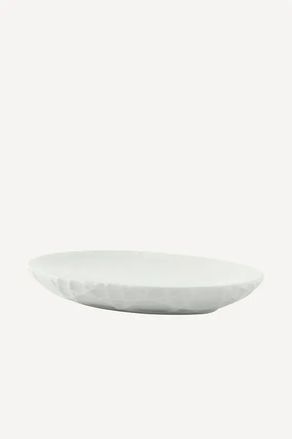 Embossed Rattan Porcelain Soap Dish - White by Anthropologie