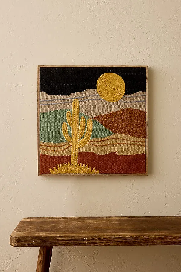 Embroidered Cactus Wall Art - Orange, Polyester/Cotton product
