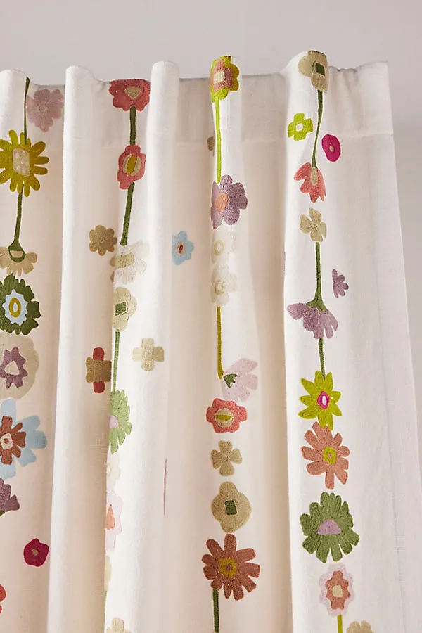 Embroidered Cotton Abstract Floral Curtain - Cotton, Acrylic product