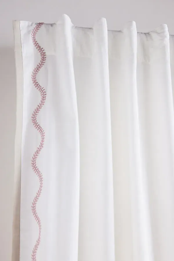 Embroidered Scalloped Border Curtain - Orange, Cotton/Linen product