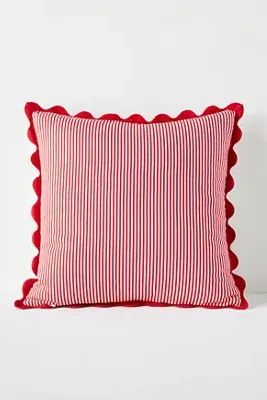 Embroidered Stripe Scallop Cushion - Cotton product