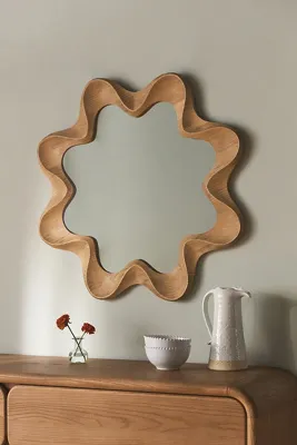 Emerson Scalloped Wall Mirror - Brown, Solid Wood by Anthropologie, alternate view