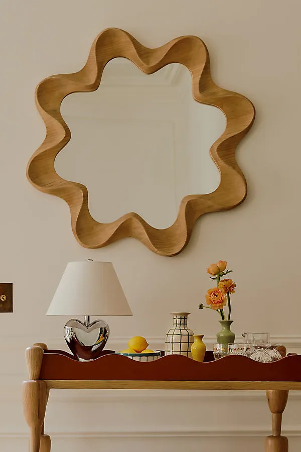 Emerson Scalloped Wall Mirror - Brown, Solid Wood by Anthropologie