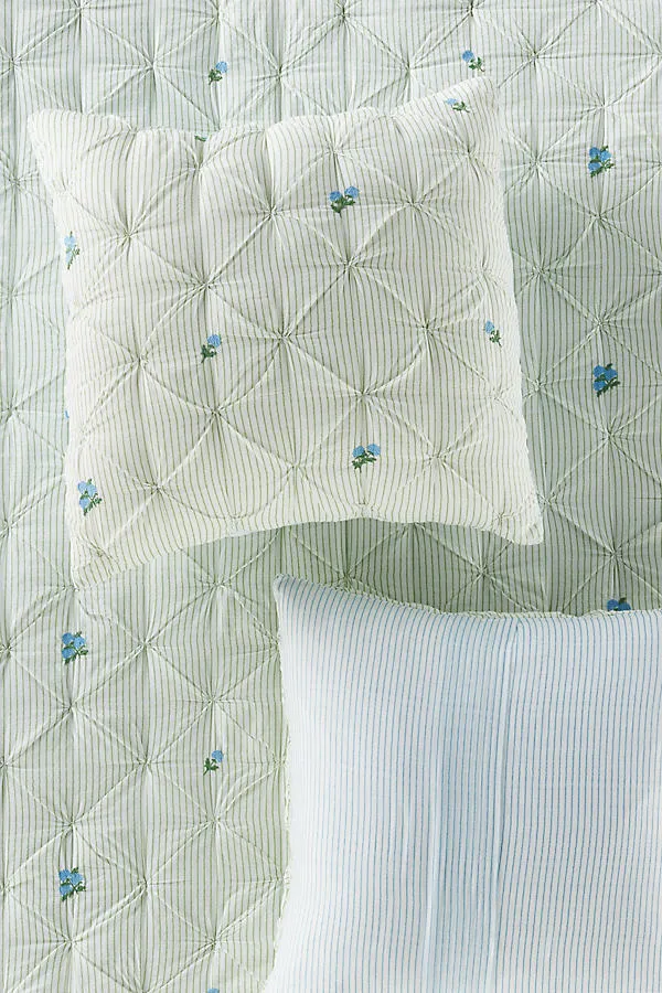 Emilia Cotton Voile Floral Embroidered Euro Sham - Blue product