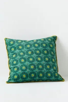 Emilia Printed Pillow - Green, Cotton by Anthropologie, alternate view