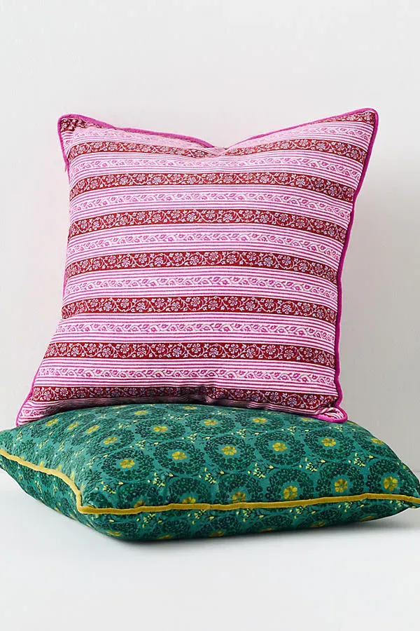 Emilia Printed Pillow - Pink, Cotton by Anthropologie