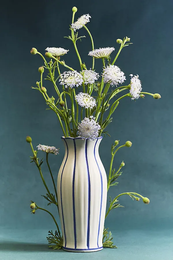 Emma Large Clay Vase - Blue, Clay by Anthropologie