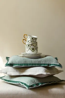 Emory Bordered Cushion - Blue, Linen product