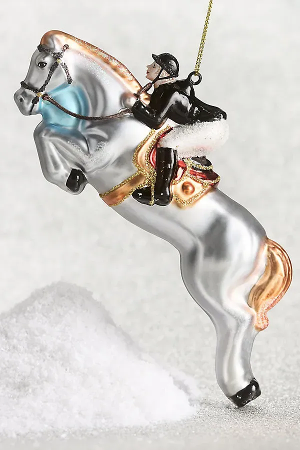 Equestrian Glass Ornament - Rearing Horse with Rider by Anthropologie