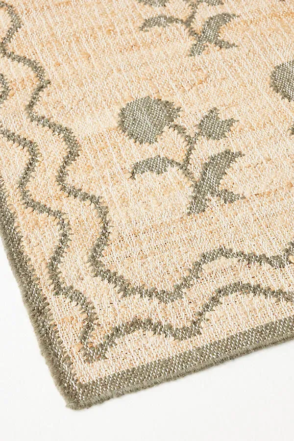 Erin Gates Floral Double Border Flatwoven Rug - Green, Cotton/Wool by Anthropologie, image 2