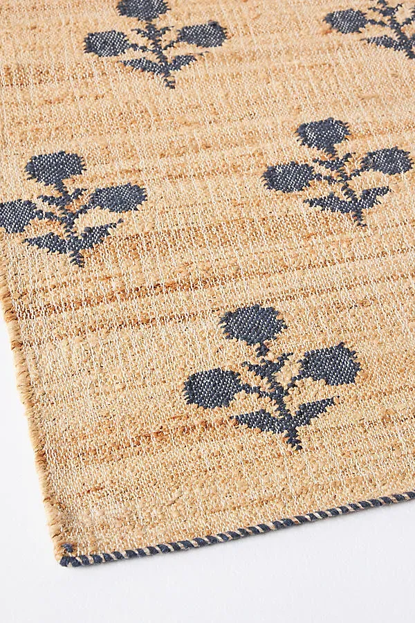 Erin Gates Floral Flatwoven Rug - Blue, Jute/Wool product