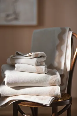 Ernestine Scalloped Bath Towel Collection - Beige, Cotton product