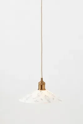 Etched Leaf Glass Pendant - White product