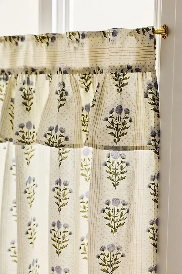 Eudora Cafe Curtains Set of 2 - Blue, Cotton alternate view