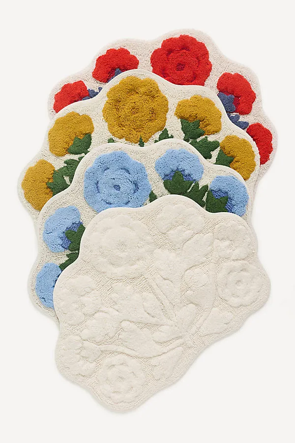 Eudora Floral Bath Mat - Blue, Cotton product