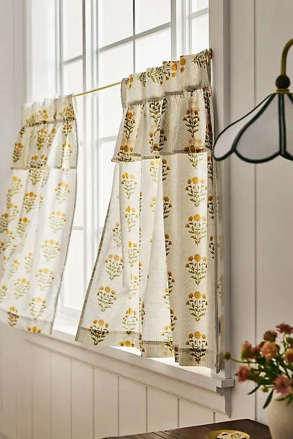 Eudora Valance Cafe Curtains Set of 2 - Yellow, Cotton product