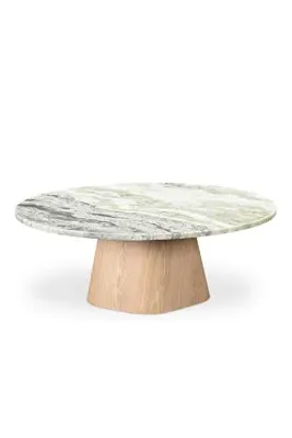 Evelyn Marble-Top Oak Coffee Table - Green product