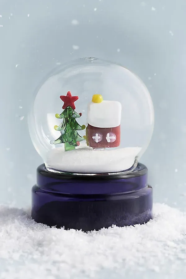 Ever Glass Snow Globe Salt & Pepper Shakers - Green by Anthropologie