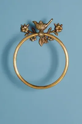 Everlee Towel Ring - Gold, Brass by Anthropologie, alternate view