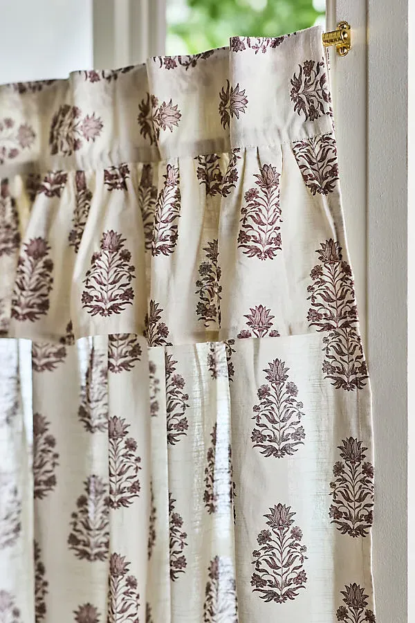 Evita Cotton Printed Valance Curtain Set of 2 - Brown product