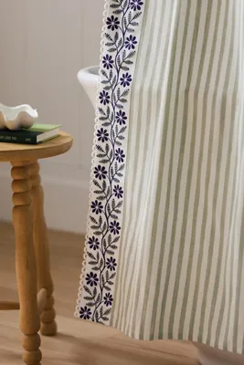 Evita Cotton Tie Stripe Shower Curtain - Green alternate view