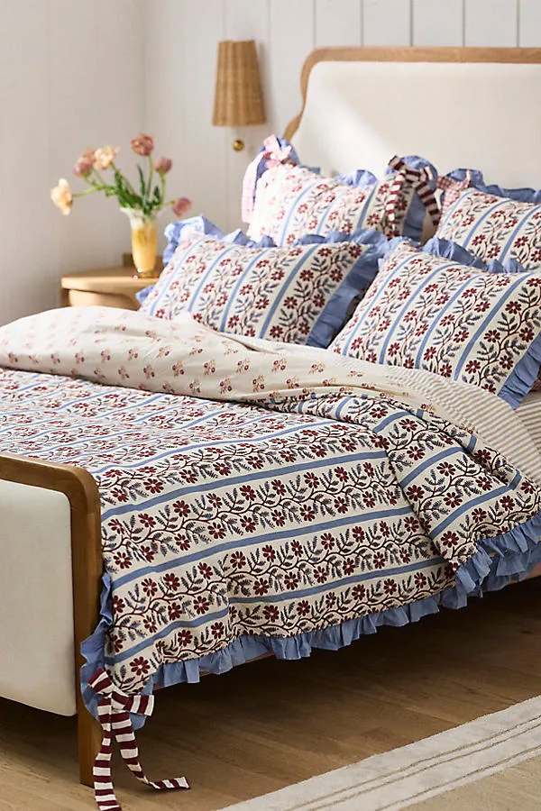 Evita Double Floral Duvet Cover - Red, Organic Cotton product
