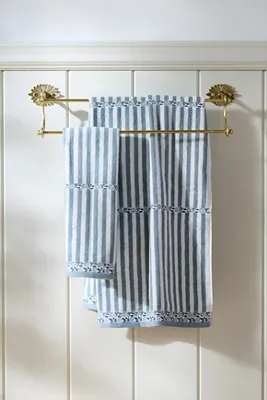 Evita Striped Woven Towel Collection - Blue, Cotton by Anthropologie, image 2