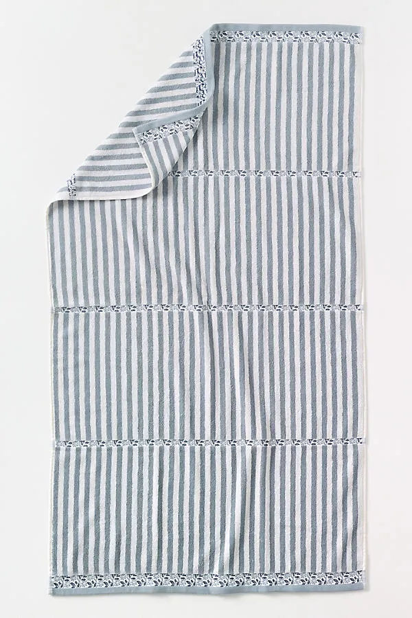 Evita Striped Woven Towel Collection - Blue, Cotton by Anthropologie
