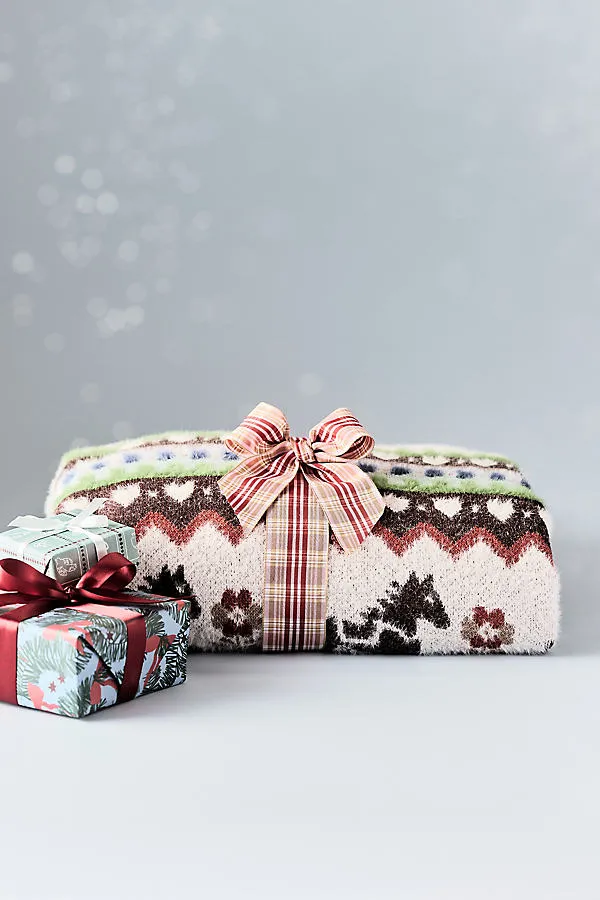 Fairisle Cotton Knit Animal Icon Throw Blanket - Cotton product
