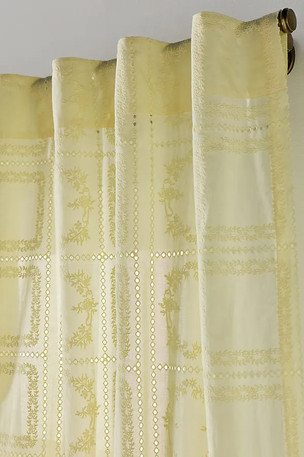 Felicity Eyelet Embroidered Sheer Curtain - Gold, Cotton product
