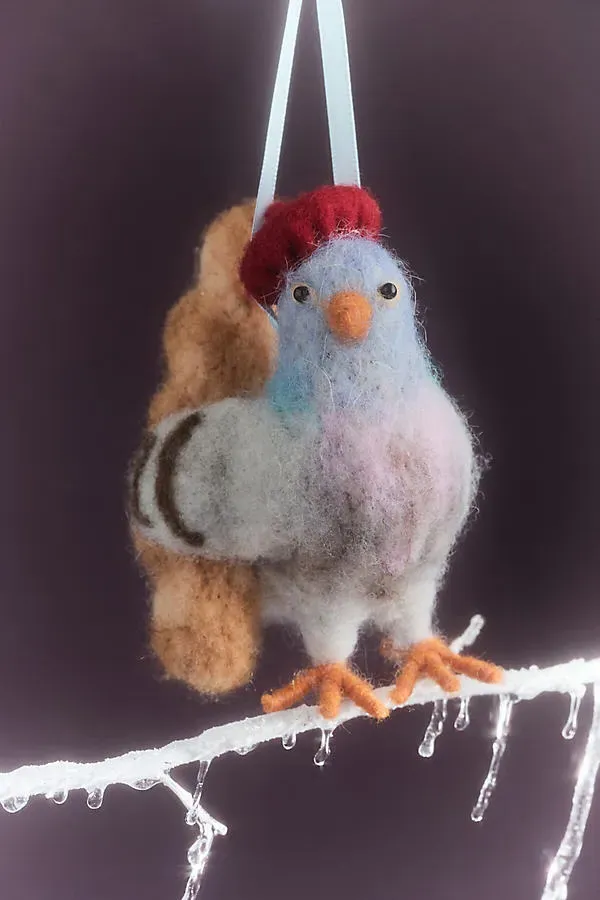 Felted City Pigeon Icon Ornaments - Blue, Wool by Anthropologie