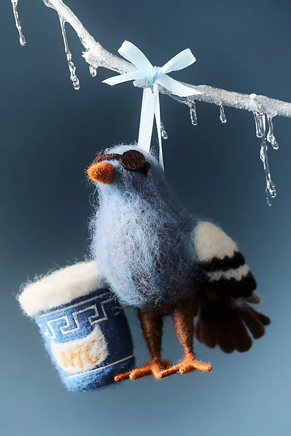 Felted City Pigeon Icon Ornaments - Red, Wool by Anthropologie