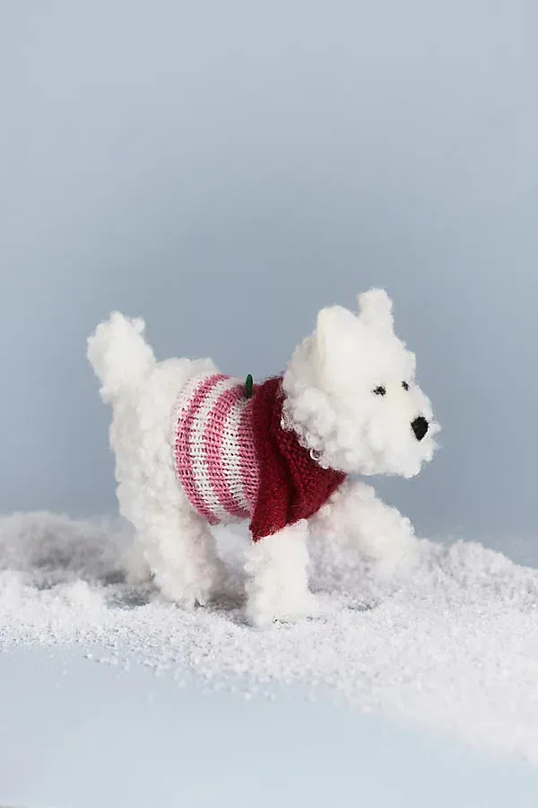 Felted Dog Walker Ornament - Green, Wool by Anthropologie