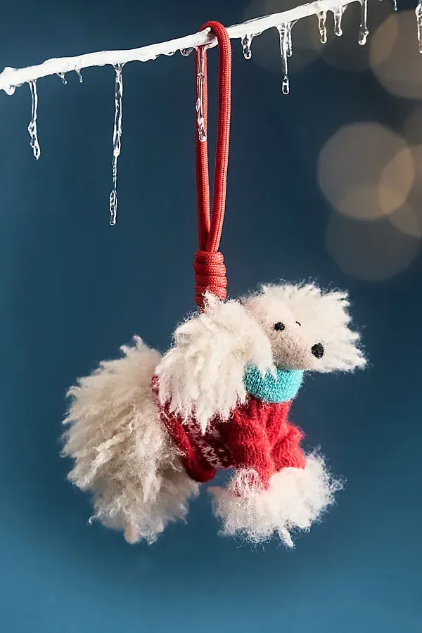 Felted Dog Walker Ornament - Red, Wool by Anthropologie, alternate view