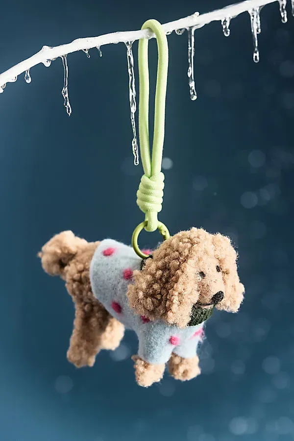 Felted Dog Walker Ornament - Yellow, Wool by Anthropologie, alternate view