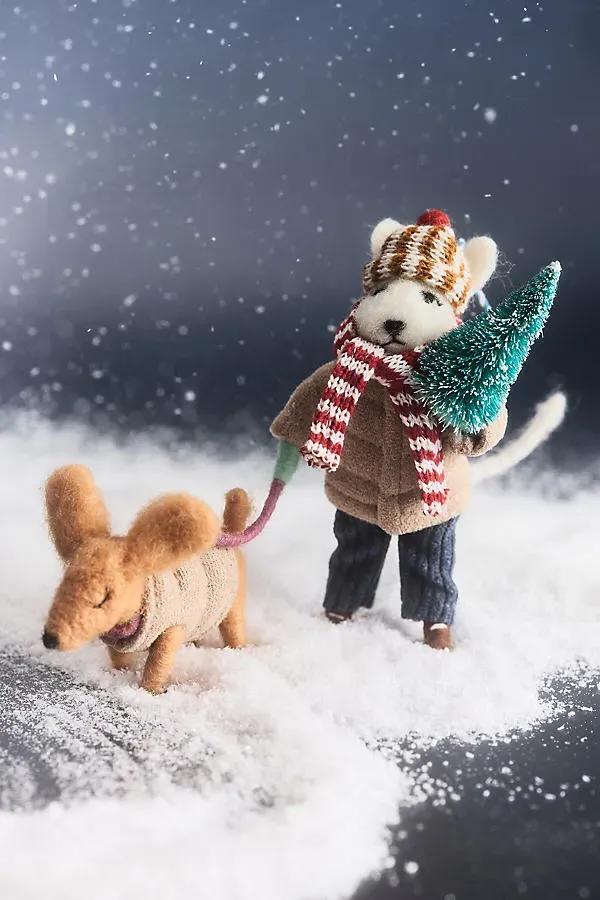 Felted Holiday Hobby Character Ornaments - Beige, Wool by Anthropologie