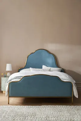 Fenna Queen Size Bed Frame - Blue, Velvet product