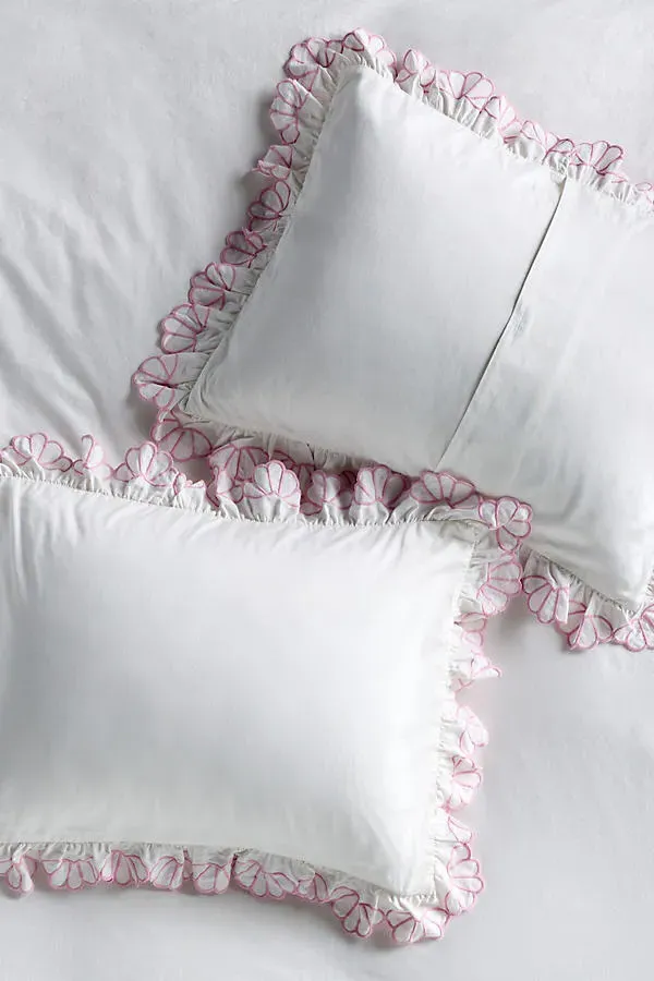 Fera Embroidered Sateen Pillowcases Set of 2 - Pink, Cotton product