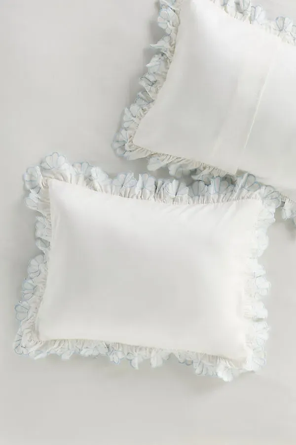 Fera Queen Size Embroidered Sateen Shams Set of 2 - Blue, Cotton product