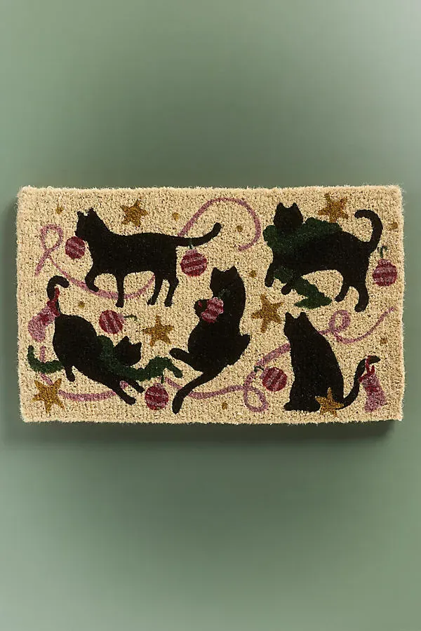 Festive Cats Coir Printed Doormat product